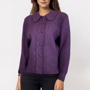 NWT Boden Purple Wool Ruffled Coat Size 14